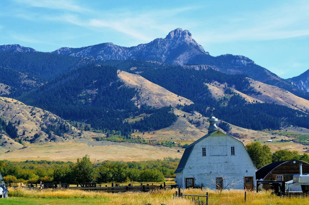 A Montana ranch beneath the mountains — the setting for Lost Canyon Ranch